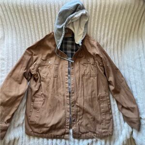 Men's Tan Hooded Jacket